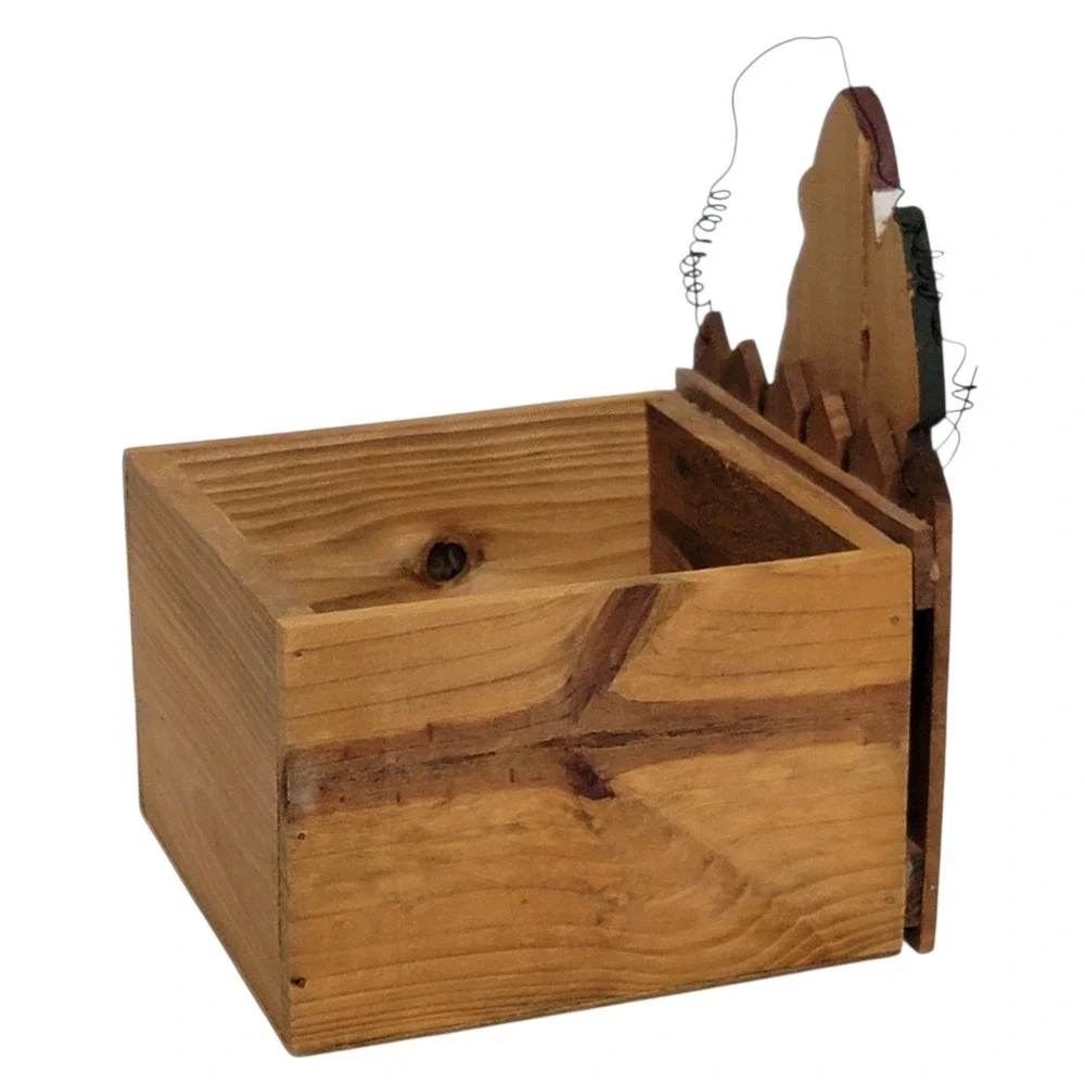 Rustic Santa Claus Wooden‎ Box Christmas Decor Holiday Country Primitive 90s